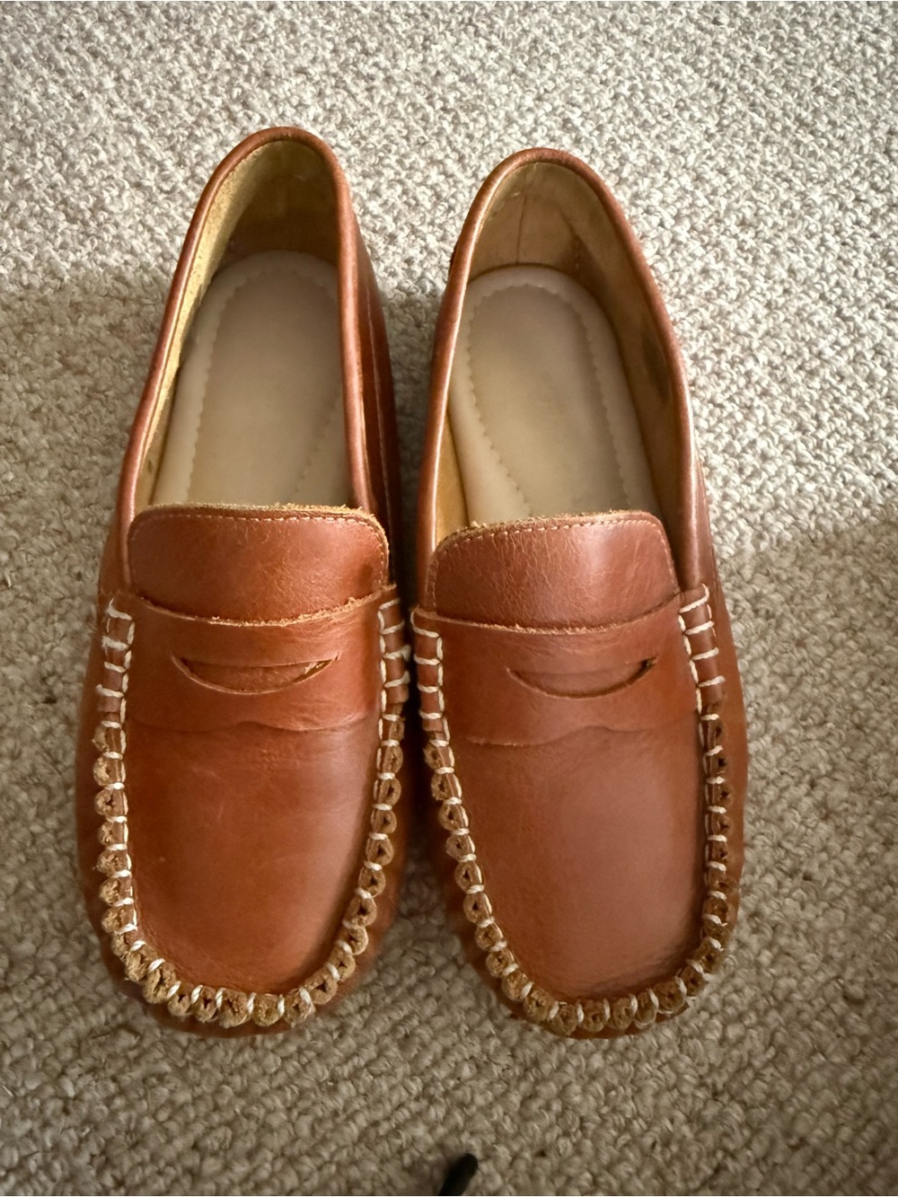 Elephantito Tan/Brown Leather Penny Loafers for Kids